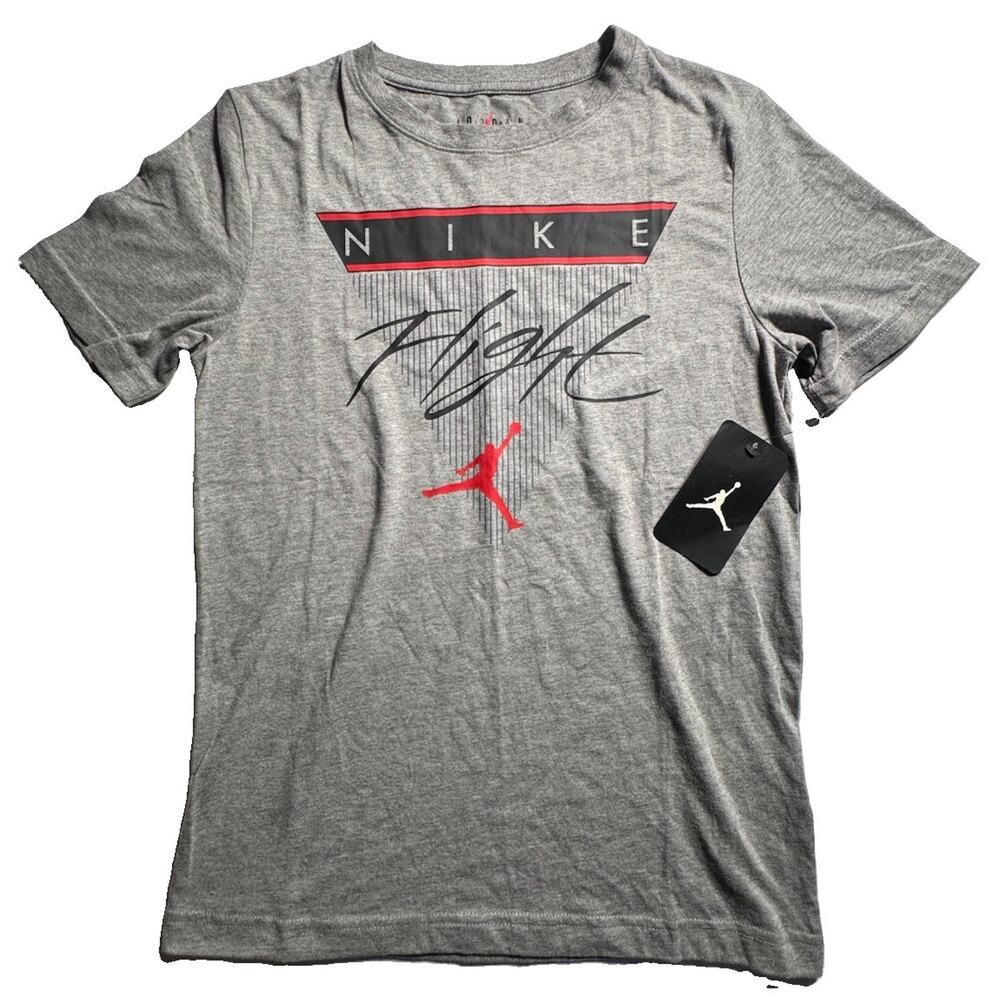 Jordan Boys Large 12-13 Gray Flight Jumpman Graphic T-Shirt NWT